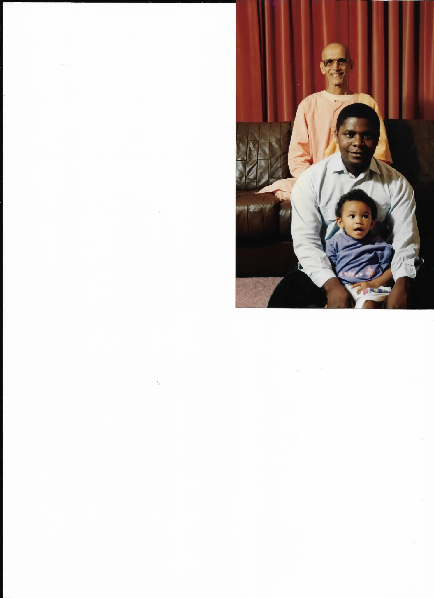 Charles Kangai with Swami Chidananda and daughter Uma